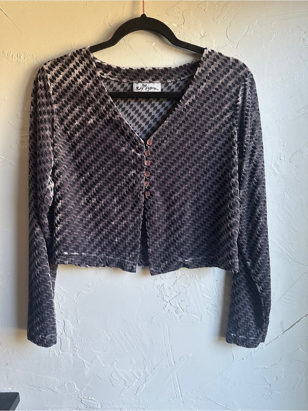 Self Esteem Y2K Burnout Velvet Cropped Cardigan Fairycore Whimsigoth Grunge Goth